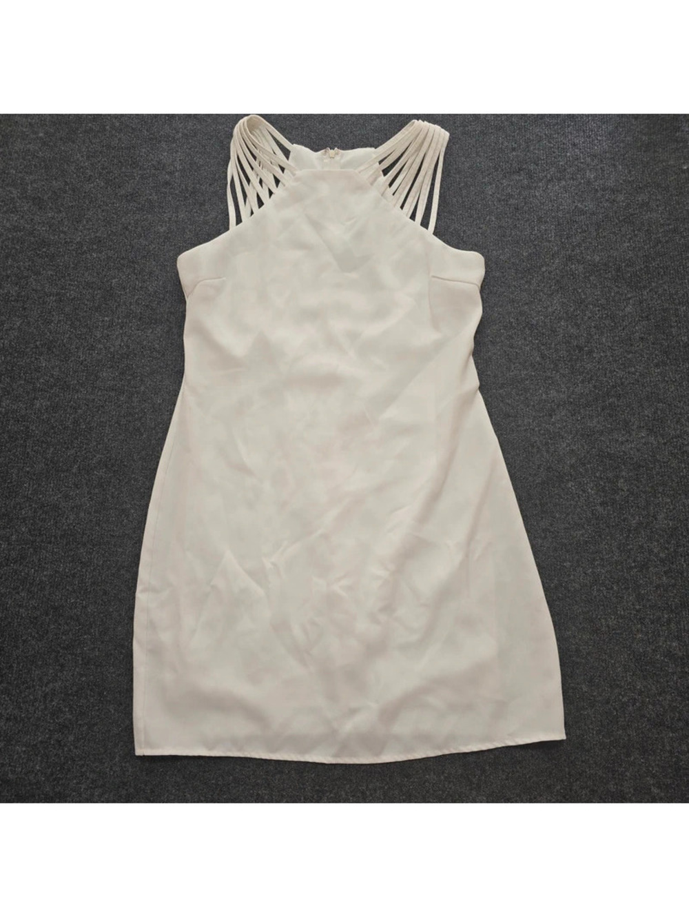 She + Sky White Cage Neck Multi Strap Shift Dress Women Medium Party Cocktail